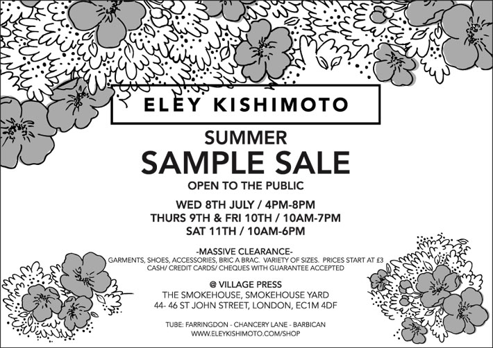 Sample Sale 8th - 11th July