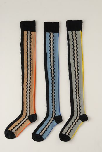 SS12 WAVY PATTERN OVER KNEE SOCKS - VARIOUS