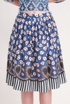 SS10 POPCORN ON THE BEACH PLEAT SKIRT - BLUE