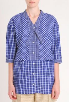 SS10 GINGHAM CHECK QUAKER TOP - BLUE