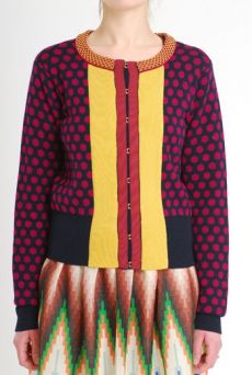 AW10/11 DOTTY JACQUARD CARDIGAN - NAVY