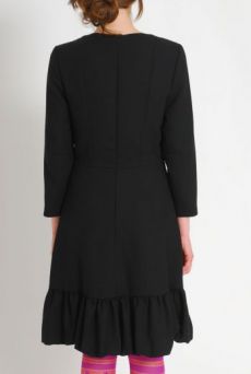 AW1112 WOOL CREPE PREPPY DRESS - BLACK - Other Image