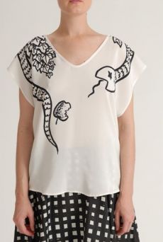 SS12 SNAKE PLACEMENT 3 SEAM TOP - WHITE