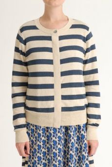 SS12 STRIPED CARDIGAN - NAVY